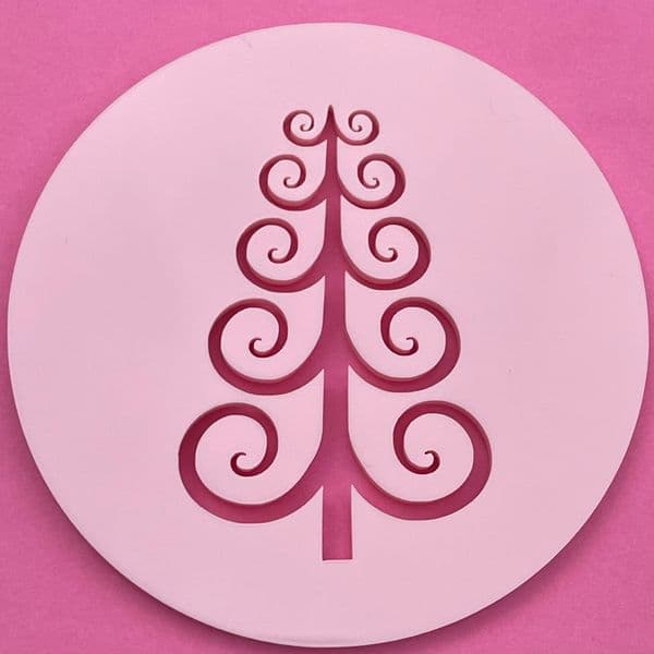 Tree with Swirl Branches Cut circle stamp