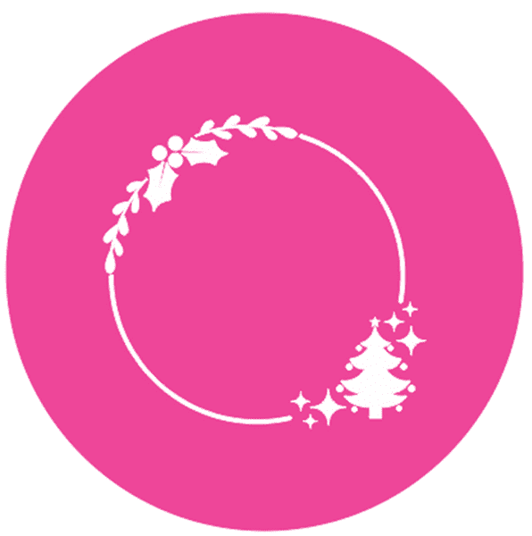 Wreath with Holly and Tree Engraved circle stamp