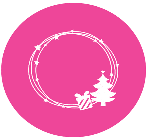 Wreath with Present and Tree Engraved circle stamp