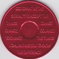 1 Month Sobriety chip Aluminium Red