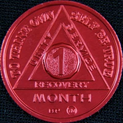 1 Month Sobriety chip Aluminium Red
