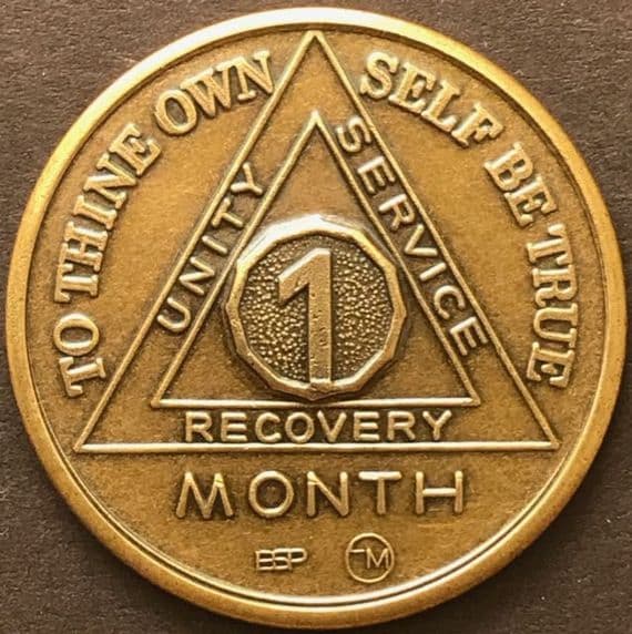 1 Month Sobriety Chip BRONZE