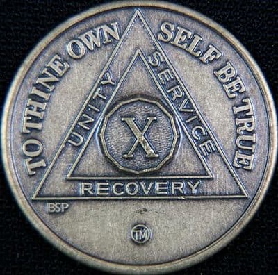 10 Year Bronze Sobriety Chip