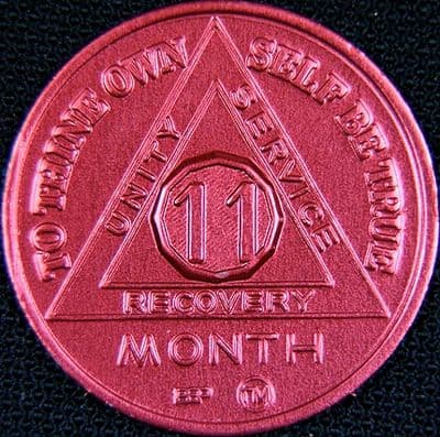 11 Month Sobriety chip Aluminium Red