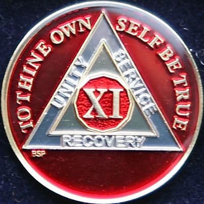 11 Year Mandarin Red Tri Plate