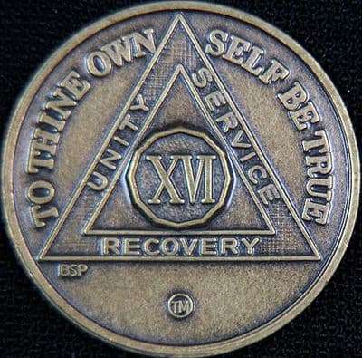 16 Year Bronze Sobriety Chip