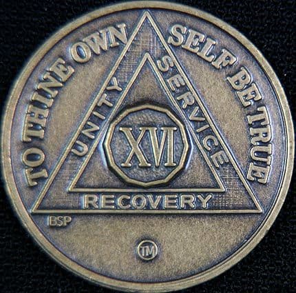 16 Year Bronze Sobriety Chip