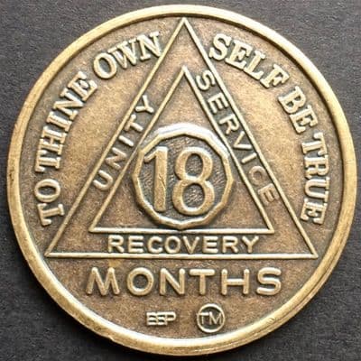 18 MONTH BRONZE Sobriety Chip