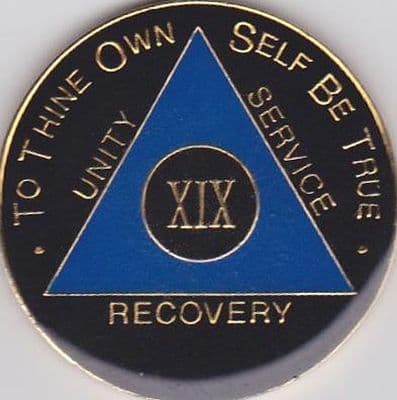 19 Year Black Blue Gold Enamel