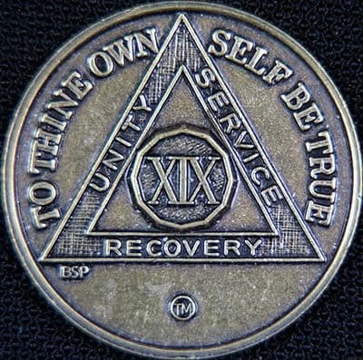 19 Year Bronze Sobriety Chip