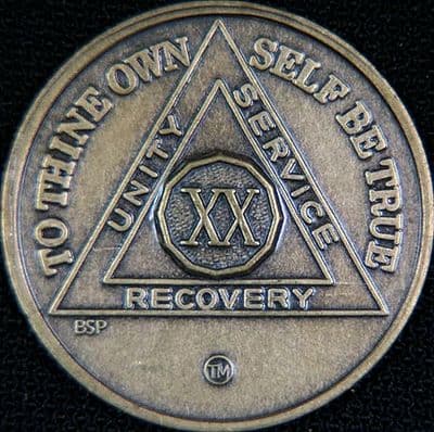 20 Year Bronze Sobriety Chip
