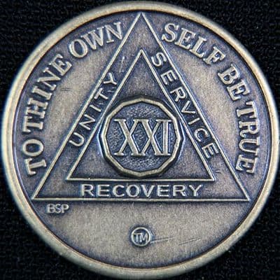 21 Year Bronze Sobriety Chip