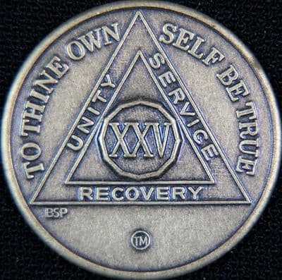 25 Year Bronze Sobriety Chip