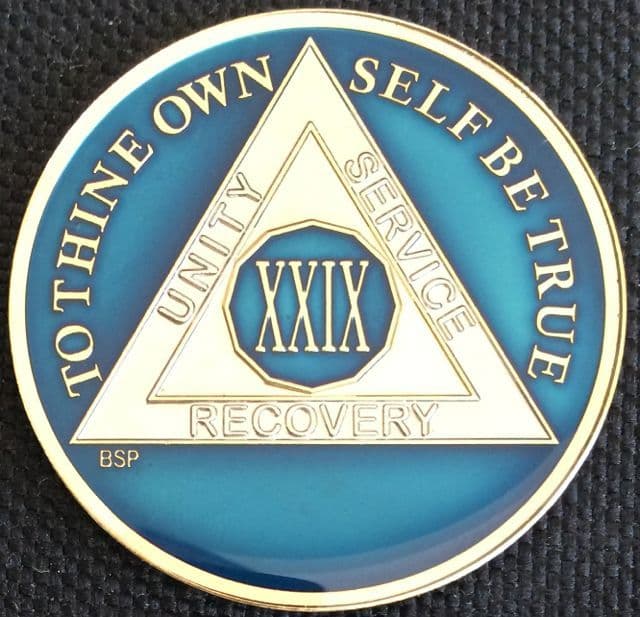 41 Year AA Sobriety Medallion - Bronze Recovery Chip With Serenity Prayer