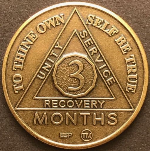 3 Month Sobriety Chip BRONZE