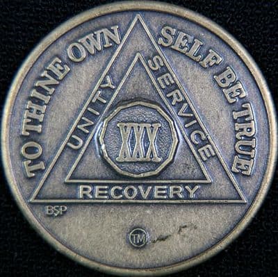 30 Year Bronze Sobriety Chip