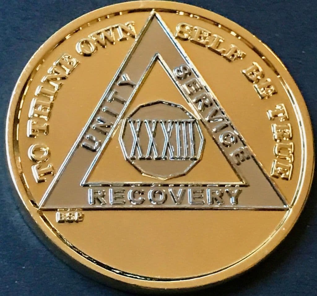 thumbnail image 2 of 26 Year AA Medallion 22K Bi-Plate Gold Plated Premium Serenity Prayer... 2 of 13