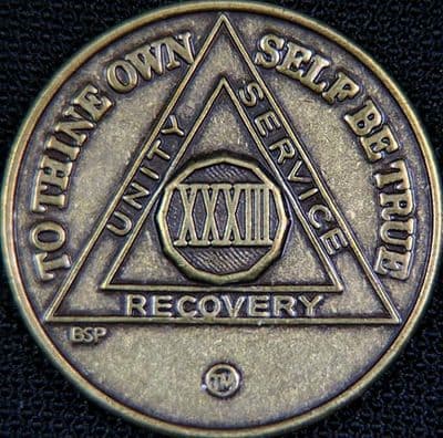 33 Year Bronze Sobriety Chip