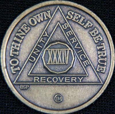 34 Year Bronze Sobriety Chip