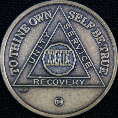 39 Year Bronze Sobriety Chip