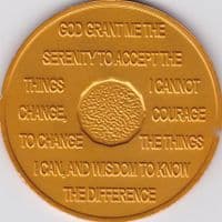 4 Month Sobriety chip Aluminium Gold