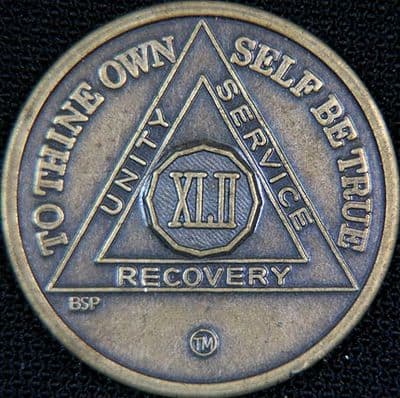 42 Year Bronze Sobriety Chip
