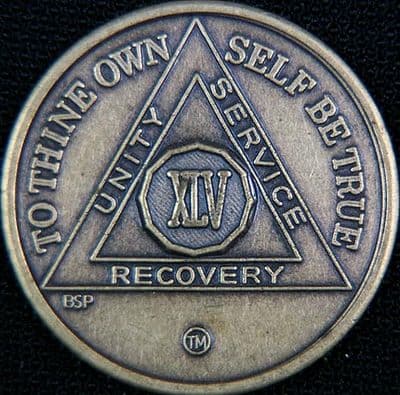 45 Year Bronze Sobriety Chip