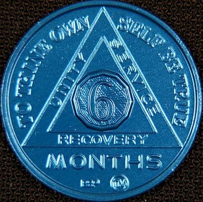 6 Month Sobriety chip Aluminium Blue