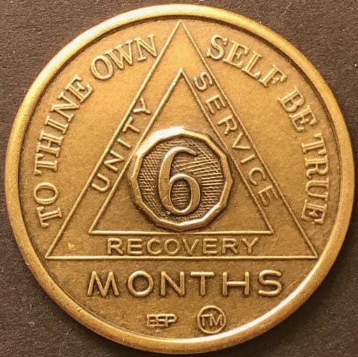 6 Month Sobriety Chip BRONZE