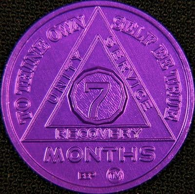 7 Month Sobriety chip Aluminium Purple