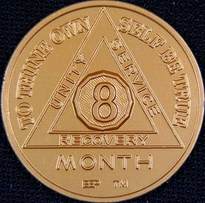 8 Month Sobriety chip Aluminium Gold