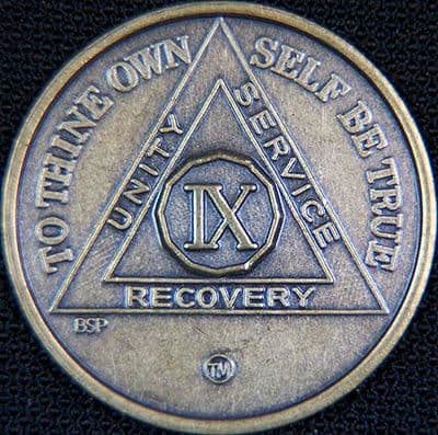 9 Year Bronze Sobriety Chip