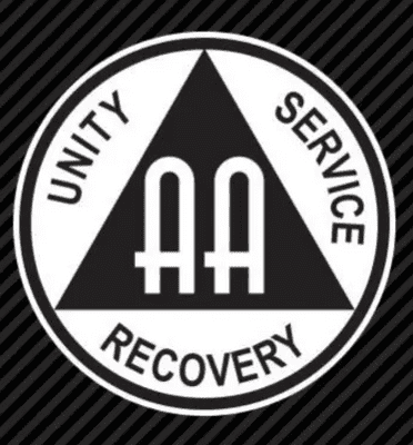 AA Symbol Sticker Black on Silver. Sm Med & Lge