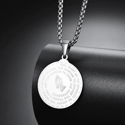 Double Sided Serenity Prayer & Lords Prayer Necklace Keyring
