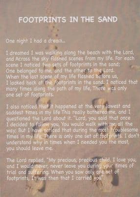 Footprints in the sand (Card) 6x4inches 15x10cms