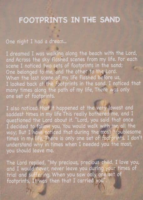 Footprints in the sand (Card) 6x4inches 15x10cms
