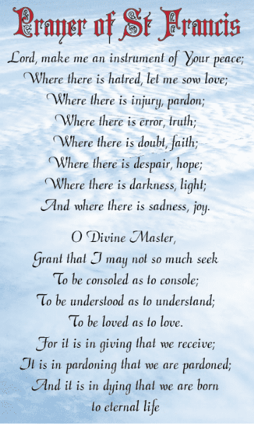 Prayer of St Francis x 10