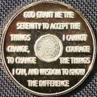 Praying Hands, One Day At A Time. Gold Plated.