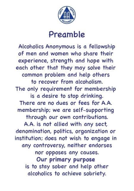 Preamble Reading Card Double Sided