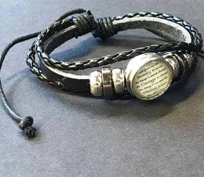 Serenity Prayer Black Leather Bracelet