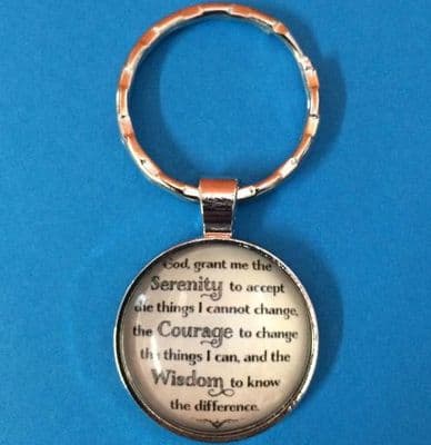 Serenity Prayer Glass Front Round Keyring