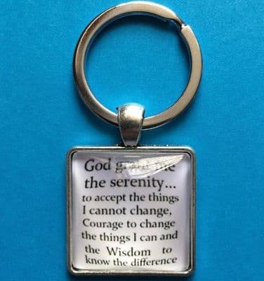 Serenity Prayer Glass Front Square Key Ring