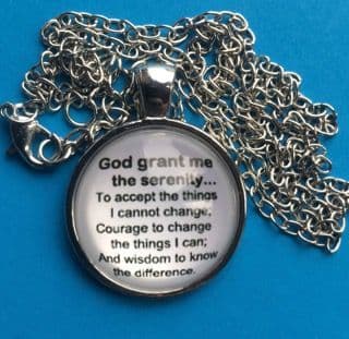 Serenity Prayer Round Glass front Pendant Necklace