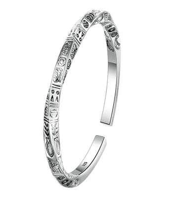 Sterling Silver Geometry Totems Open Bracelet