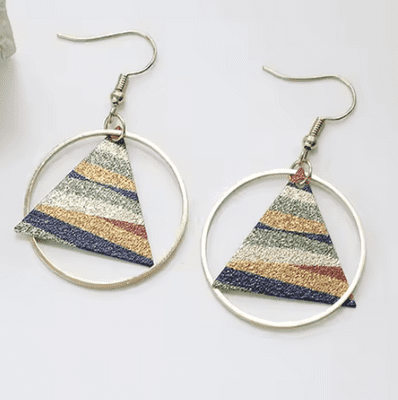Triangle in Circle Drop Earrings