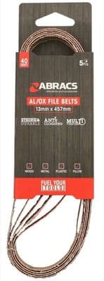 Abracs AL/OX File Belts 13mm x 457mm Pack 5 - 40 Grit