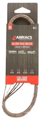 Abracs AL/OX File Belts 13mm x 457mm Pack 5 - 80 Grit