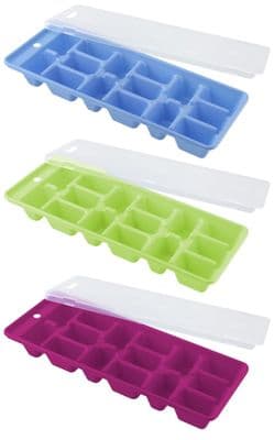 Fackelmann Ice Cube Tray With Cover - Blue, Purple or Green
