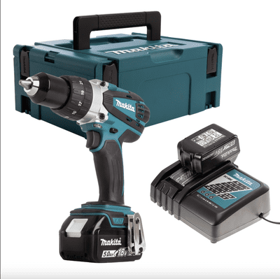Makita Combi Drill With 2 x 5ah Batteries - 18v