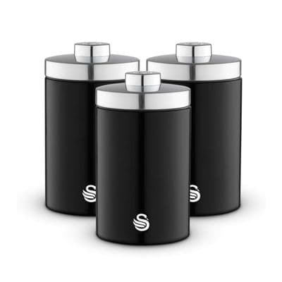 Swan Townhouse Canisters Set Of 3 - Black 1.6L